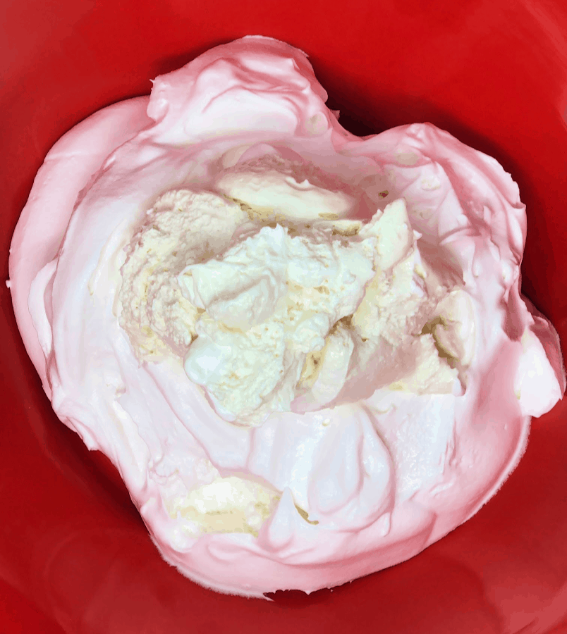 mixing snowball dip ingredients